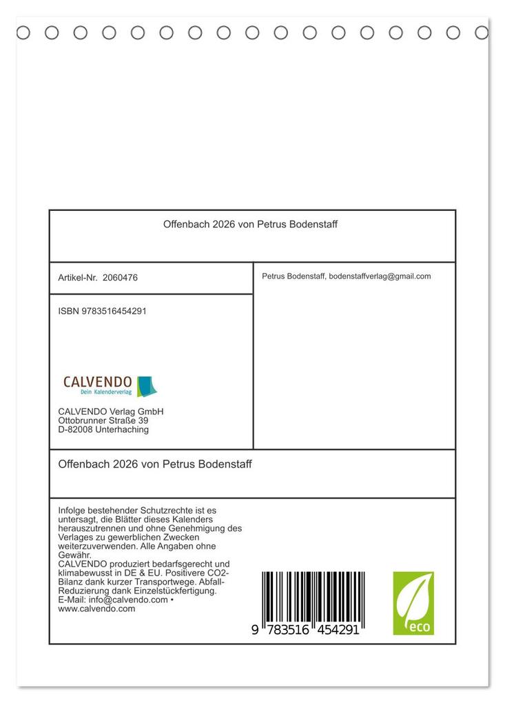 Weitere Ansicht: Offenbach 2026 von Petrus Bodenstaff (Tischkalender 2026 DIN A5 hoch), CALVENDO Monatskalender | Petrus Bodenstaff, Calvendo