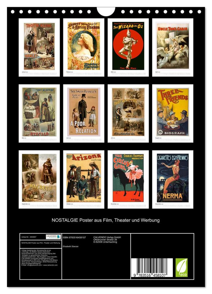 Weitere Ansicht: NOSTALGIE Poster aus Film, Theater und Werbung (Wandkalender 2026 DIN A4 hoch), CALVENDO Monatskalender | Elisabeth Stanzer, Calvendo