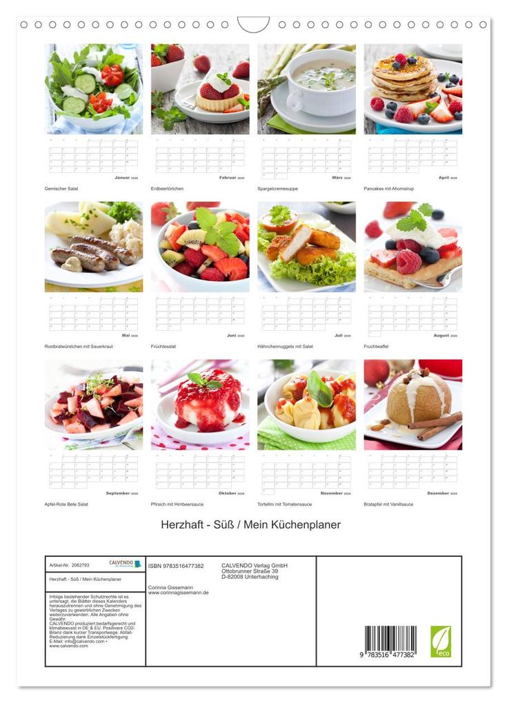 Weitere Ansicht: Herzhaft - Süß / Mein Küchenplaner (Wandkalender 2026 DIN A3 hoch), CALVENDO Monatskalender | Corinna Gissemann, Calvendo