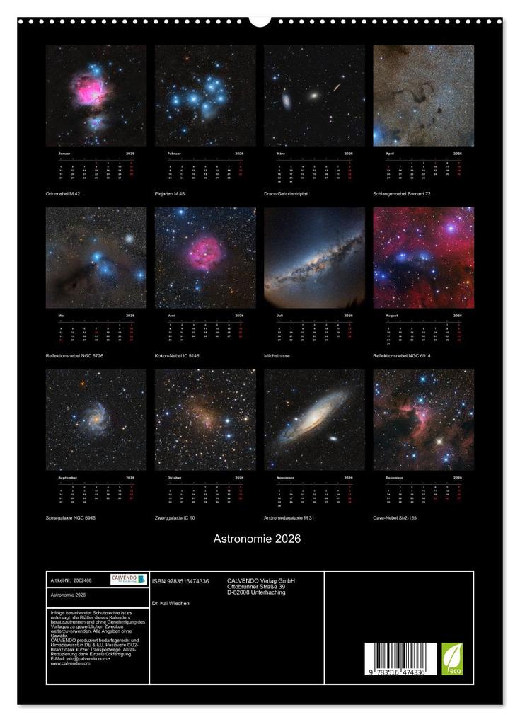 Weitere Ansicht: Astronomie 2026 (hochwertiger Premium Wandkalender 2026 DIN A2 hoch), Kunstdruck in Hochglanz | Kai Wiechen, , Calvendo