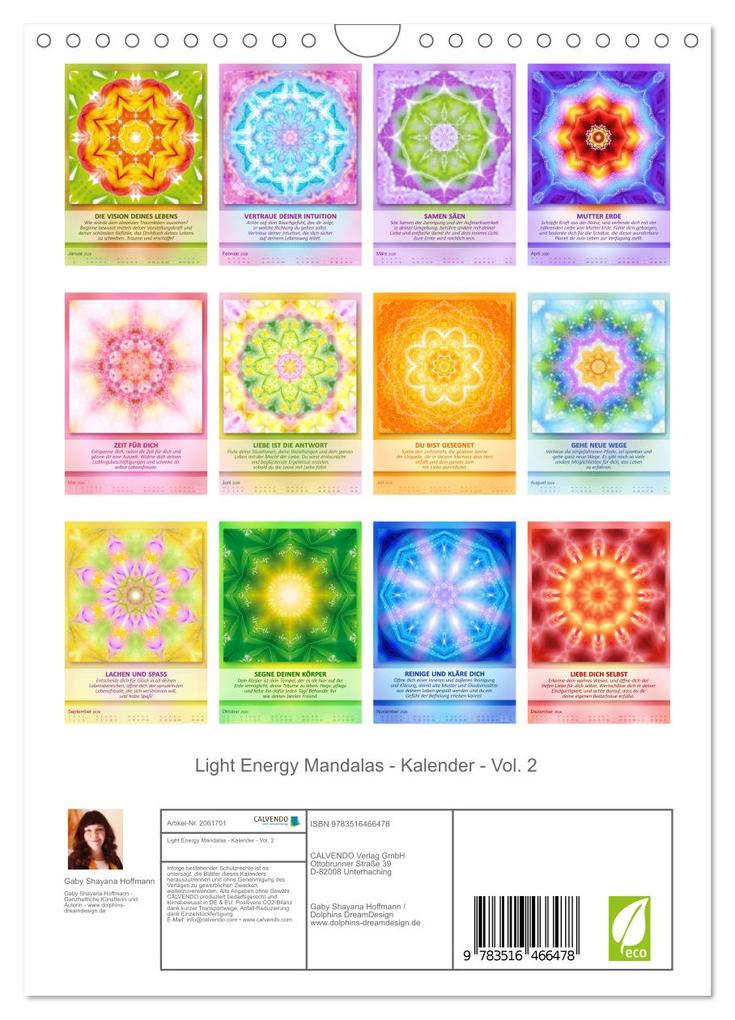 Weitere Ansicht: Light Energy Mandalas - Kalender - Vol. 2 (Wandkalender 2026 DIN A4 hoch), CALVENDO Monatskalender | Gaby Shayana Hoffmann, Calvendo
