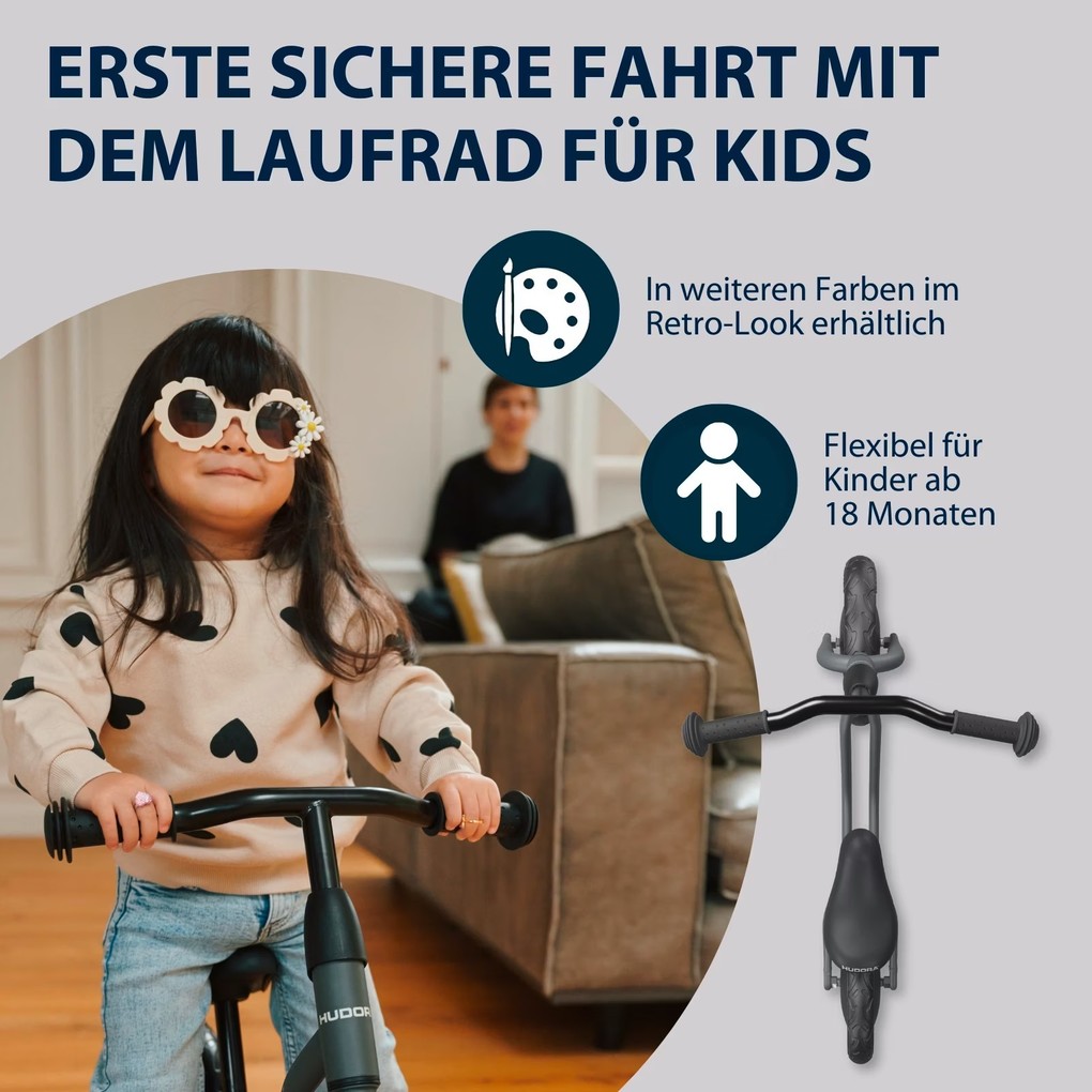 Weitere Ansicht: HUDORA 10923 - Laufrad Cruisy 10" shadow, für Kinder von 73-100 cm, Sitzhöhe: 24-31,5 cm