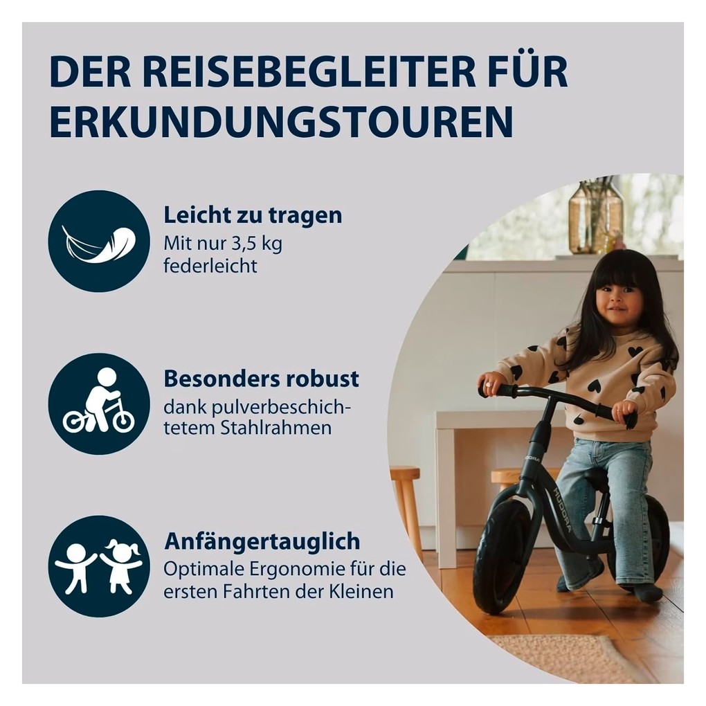 Weitere Ansicht: HUDORA 10923 - Laufrad Cruisy 10" shadow, für Kinder von 73-100 cm, Sitzhöhe: 24-31,5 cm