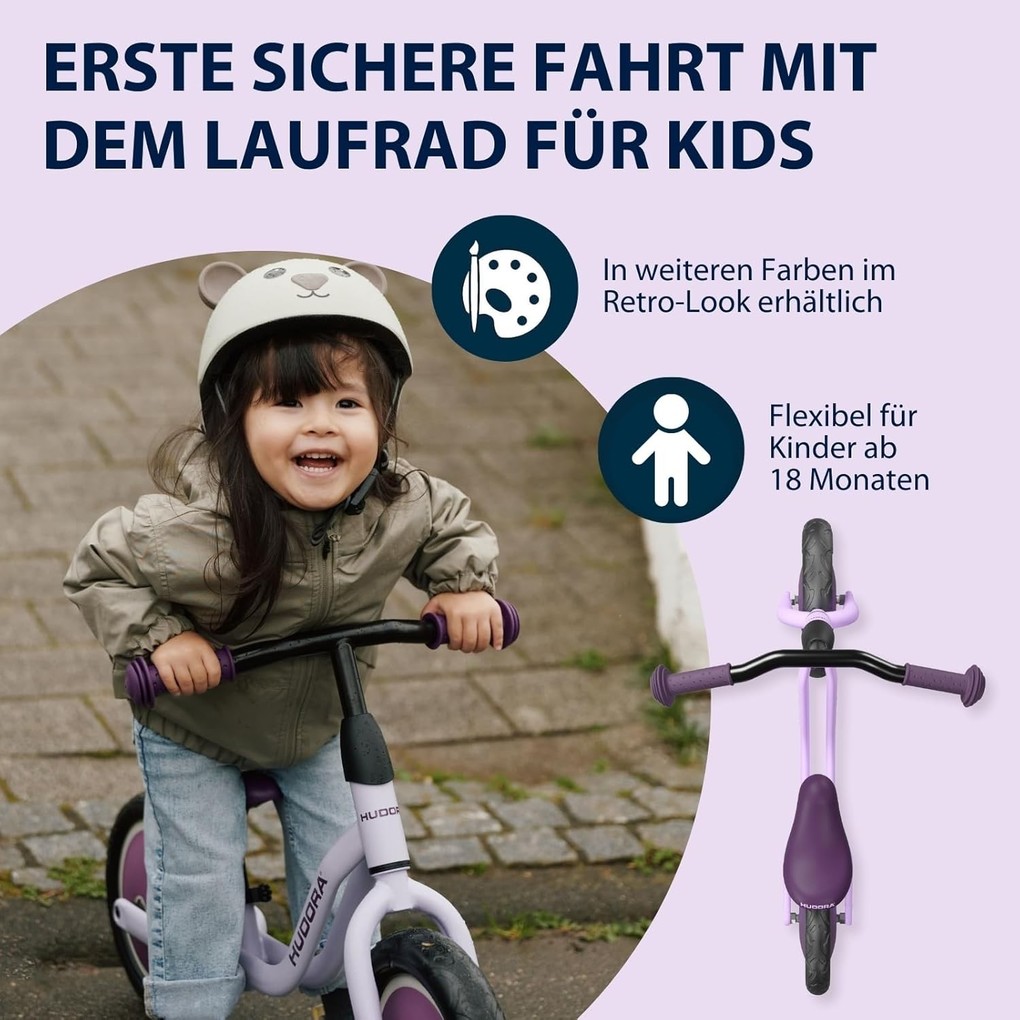 Weitere Ansicht: HUDORA 10921 - Laufrad Cruisy 10" lavender, für Kinder von 73-100 cm, Sitzhöhe: 24-31,5 cm