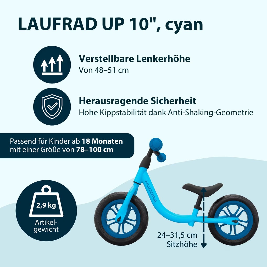 Weitere Ansicht: HUDORA 10927 - Laufrad Up 10" cyan / midnight