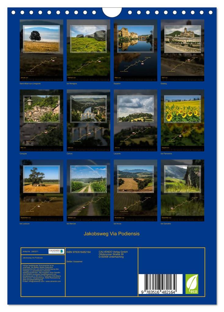 Weitere Ansicht: Jakobsweg Via Podiensis (Wandkalender 2026 DIN A4 hoch), CALVENDO Monatskalender | Calvendo, Stefan Vossemer