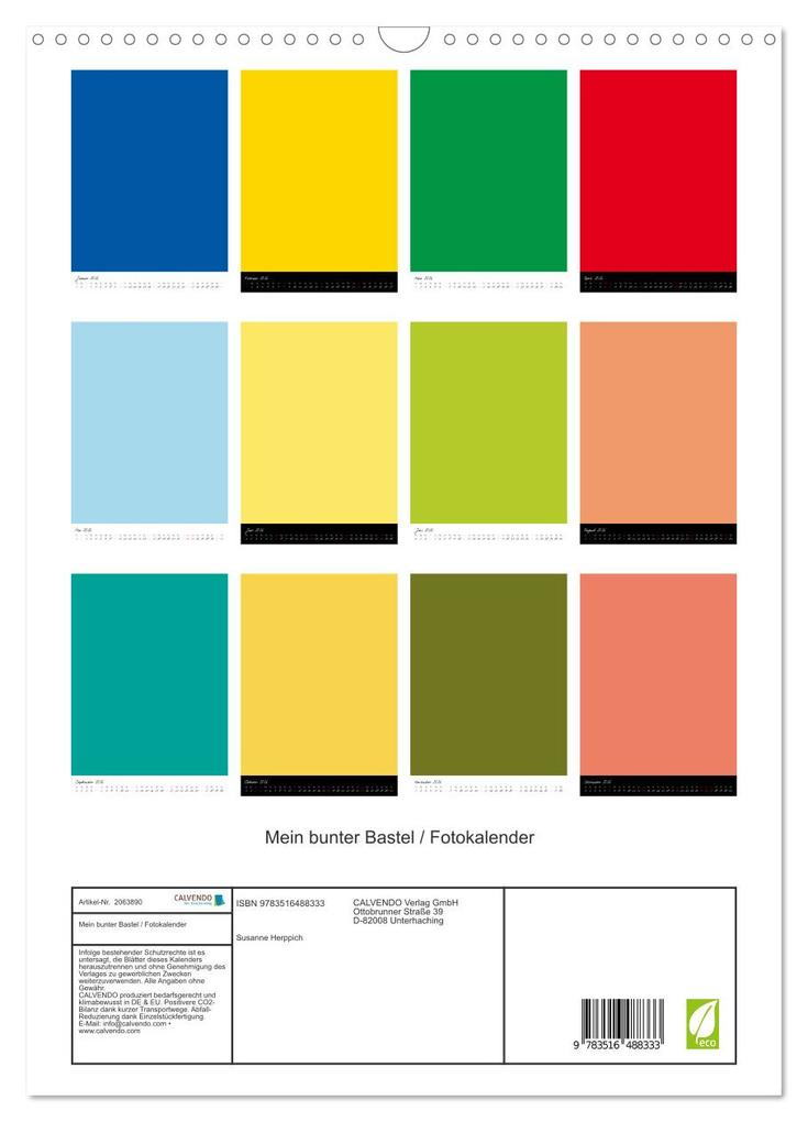 Weitere Ansicht: Mein bunter Bastel / Fotokalender (Wandkalender 2026 DIN A3 hoch), CALVENDO Monatskalender | Calvendo, Susanne Herppich