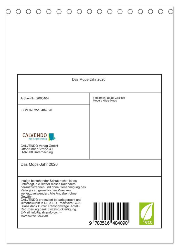 Weitere Ansicht: Das Mops-Jahr 2026 (Tischkalender 2026 DIN A5 hoch), CALVENDO Monatskalender | Calvendo, Beate Zoellner