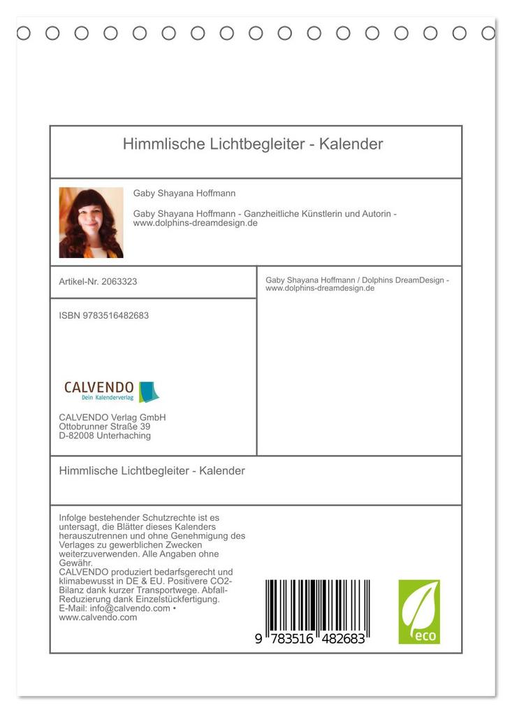 Weitere Ansicht: Himmlische Lichtbegleiter - Kalender (Tischkalender 2026 DIN A5 hoch), CALVENDO Monatskalender | Calvendo, Gaby Shayana Hoffmann