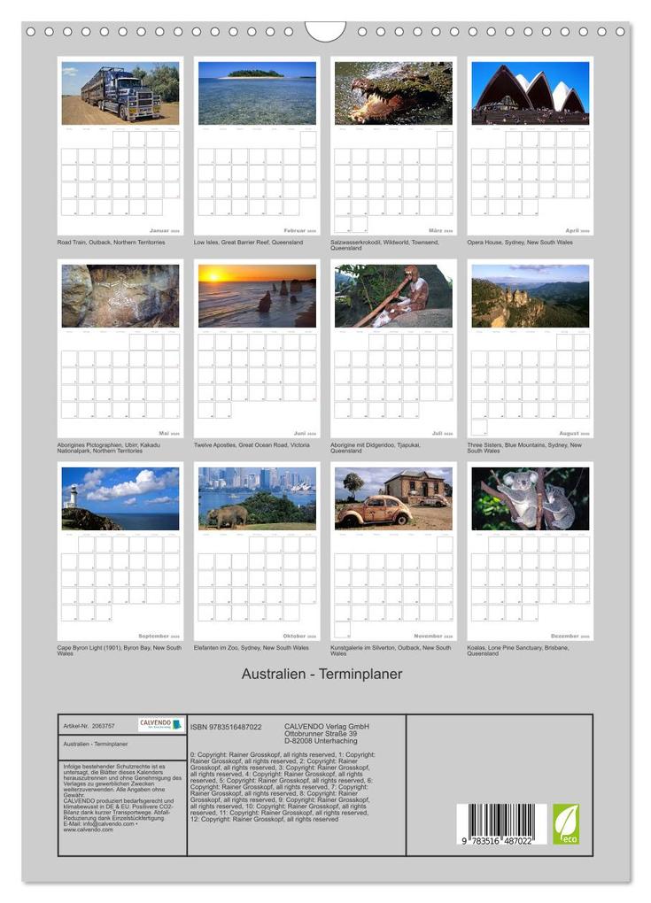 Weitere Ansicht: Australien - Terminplaner (Wandkalender 2026 DIN A3 hoch), CALVENDO Monatskalender | Calvendo, Rainer Großkopf