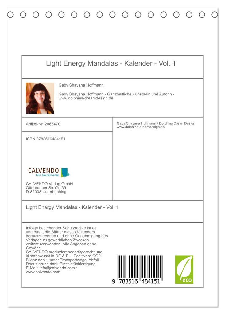 Weitere Ansicht: Light Energy Mandalas - Kalender - Vol. 1 (Tischkalender 2026 DIN A5 hoch), CALVENDO Monatskalender | Calvendo, Gaby Shayana Hoffmann