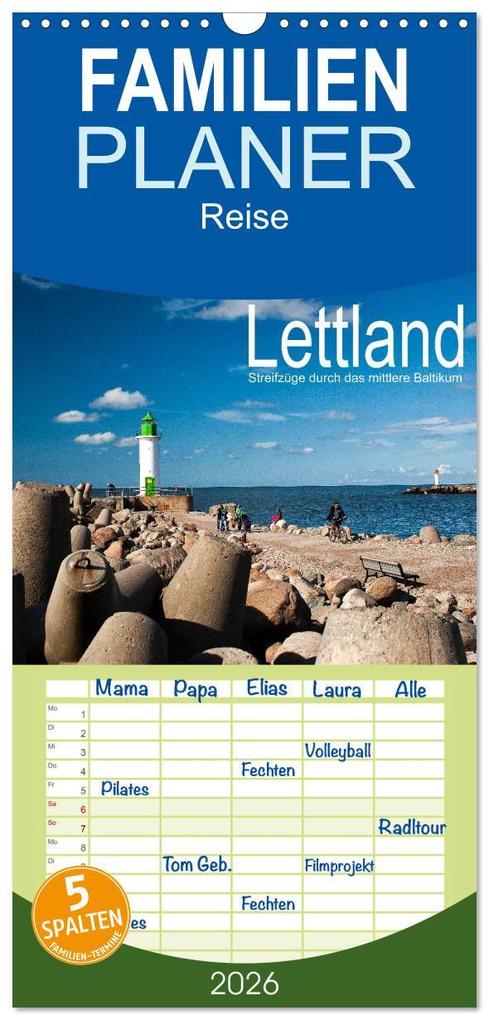 Produktbild: Familienplaner 2026 - Lettland - Streifzüge durch das mittlere Baltikum mit 5 Spalten (Wandkalender, 21 x 45 cm) CALVENDO | Calvendo, Christian Hallweger