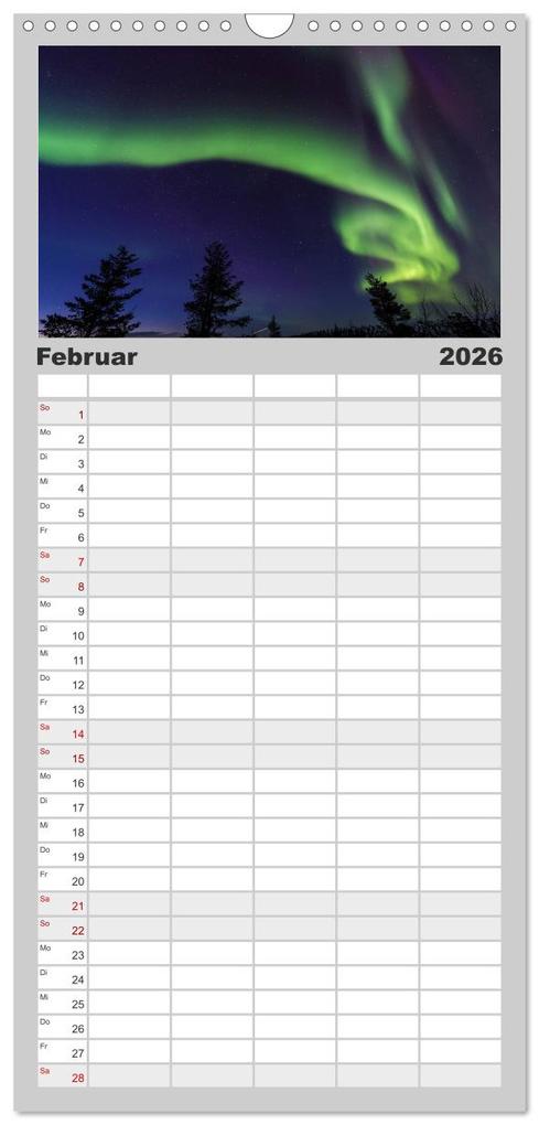 Weitere Ansicht: Familienplaner 2026 - Nordlichter mit 5 Spalten (Wandkalender, 21 x 45 cm) CALVENDO | Gunar Streu, Calvendo