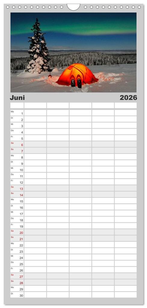 Weitere Ansicht: Familienplaner 2026 - Nordlichter mit 5 Spalten (Wandkalender, 21 x 45 cm) CALVENDO | Gunar Streu, Calvendo