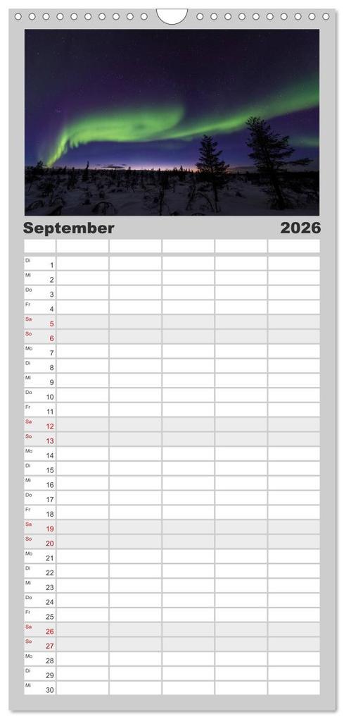 Weitere Ansicht: Familienplaner 2026 - Nordlichter mit 5 Spalten (Wandkalender, 21 x 45 cm) CALVENDO | Gunar Streu, Calvendo