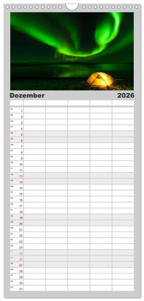 Weitere Ansicht: Familienplaner 2026 - Nordlichter mit 5 Spalten (Wandkalender, 21 x 45 cm) CALVENDO | Gunar Streu, Calvendo