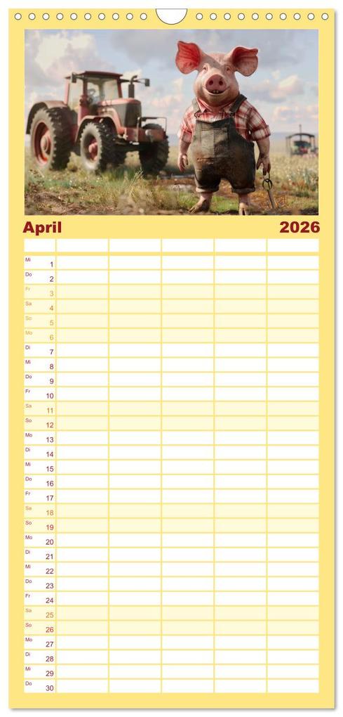 Weitere Ansicht: Familienplaner 2026 - Der tierisch lustige Bauern-Kalender mit 5 Spalten (Wandkalender, 21 x 45 cm) CALVENDO | Peter Rübsamen, Calvendo