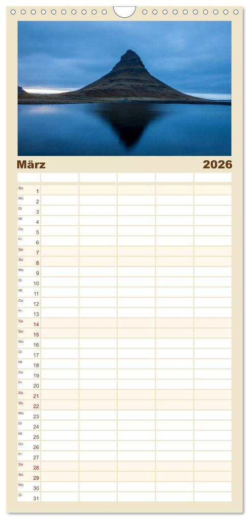 Weitere Ansicht: Familienplaner 2026 - Island - Land aus Feuer und Eis mit 5 Spalten (Wandkalender, 21 x 45 cm) CALVENDO | Steffi Blochwitz - nordlichtphoto.com, Calvendo