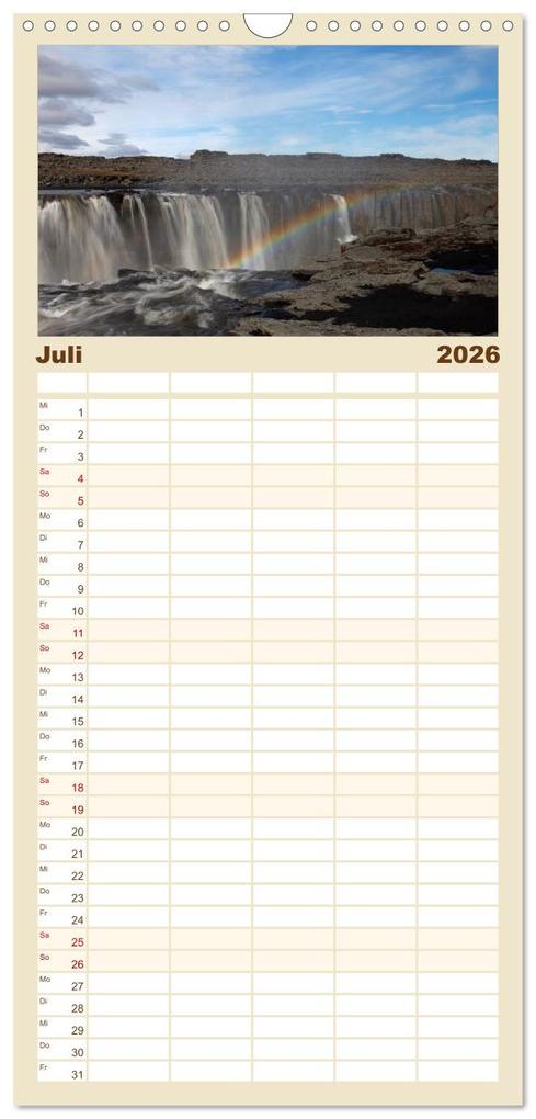 Weitere Ansicht: Familienplaner 2026 - Island - Land aus Feuer und Eis mit 5 Spalten (Wandkalender, 21 x 45 cm) CALVENDO | Steffi Blochwitz - nordlichtphoto.com, Calvendo