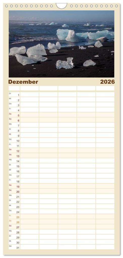 Weitere Ansicht: Familienplaner 2026 - Island - Land aus Feuer und Eis mit 5 Spalten (Wandkalender, 21 x 45 cm) CALVENDO | Steffi Blochwitz - nordlichtphoto.com, Calvendo