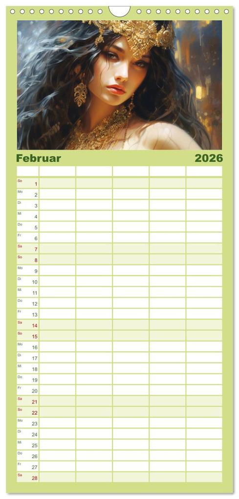 Weitere Ansicht: Familienplaner 2026 - Goldene Anmut. Verträumt, sinnlich und verführerisch mit 5 Spalten (Wandkalender, 21 x 45 cm) CALVENDO | Rose Hurley, Calvendo