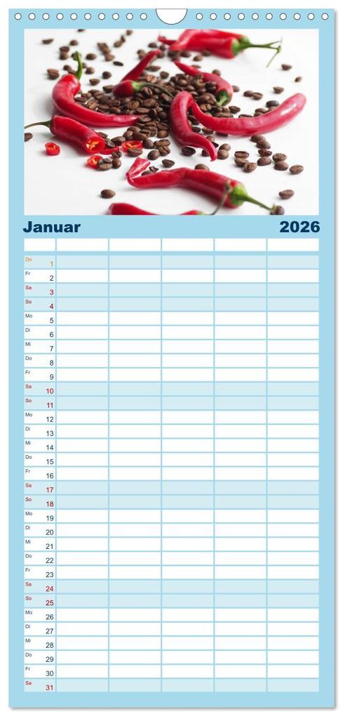 Weitere Ansicht: Familienplaner 2026 - Kaffee-Pause Terminkalender mit 5 Spalten (Wandkalender, 21 x 45 cm) CALVENDO | Calvendo, Tanja Riedel