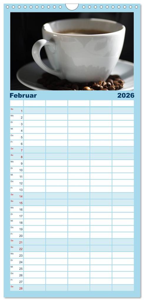 Weitere Ansicht: Familienplaner 2026 - Kaffee-Pause Terminkalender mit 5 Spalten (Wandkalender, 21 x 45 cm) CALVENDO | Calvendo, Tanja Riedel