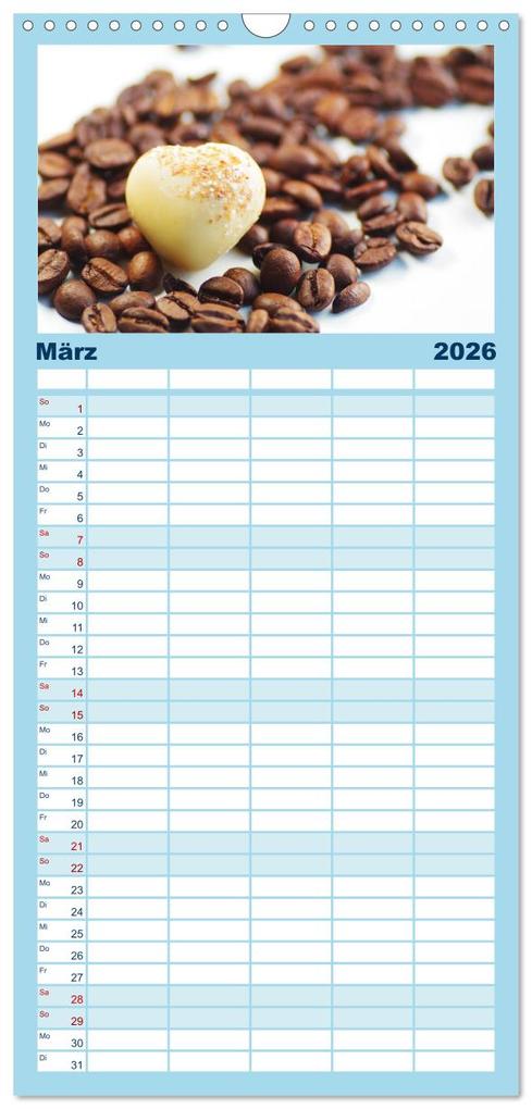 Weitere Ansicht: Familienplaner 2026 - Kaffee-Pause Terminkalender mit 5 Spalten (Wandkalender, 21 x 45 cm) CALVENDO | Calvendo, Tanja Riedel