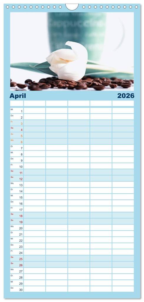 Weitere Ansicht: Familienplaner 2026 - Kaffee-Pause Terminkalender mit 5 Spalten (Wandkalender, 21 x 45 cm) CALVENDO | Calvendo, Tanja Riedel