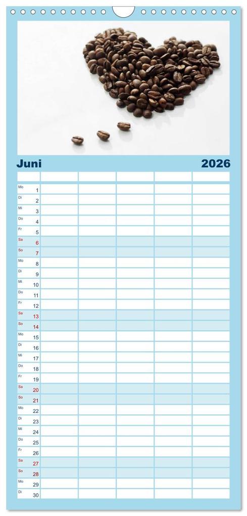 Weitere Ansicht: Familienplaner 2026 - Kaffee-Pause Terminkalender mit 5 Spalten (Wandkalender, 21 x 45 cm) CALVENDO | Calvendo, Tanja Riedel