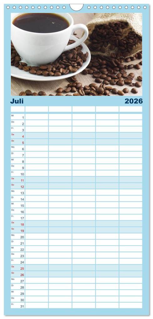 Weitere Ansicht: Familienplaner 2026 - Kaffee-Pause Terminkalender mit 5 Spalten (Wandkalender, 21 x 45 cm) CALVENDO | Calvendo, Tanja Riedel