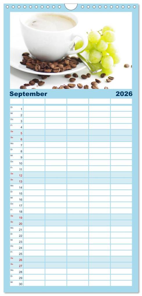 Weitere Ansicht: Familienplaner 2026 - Kaffee-Pause Terminkalender mit 5 Spalten (Wandkalender, 21 x 45 cm) CALVENDO | Calvendo, Tanja Riedel