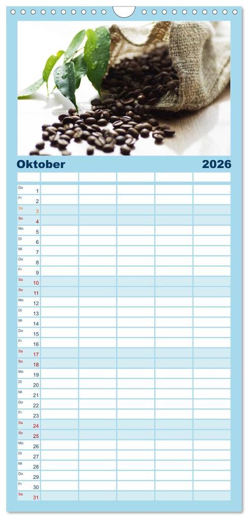 Weitere Ansicht: Familienplaner 2026 - Kaffee-Pause Terminkalender mit 5 Spalten (Wandkalender, 21 x 45 cm) CALVENDO | Calvendo, Tanja Riedel