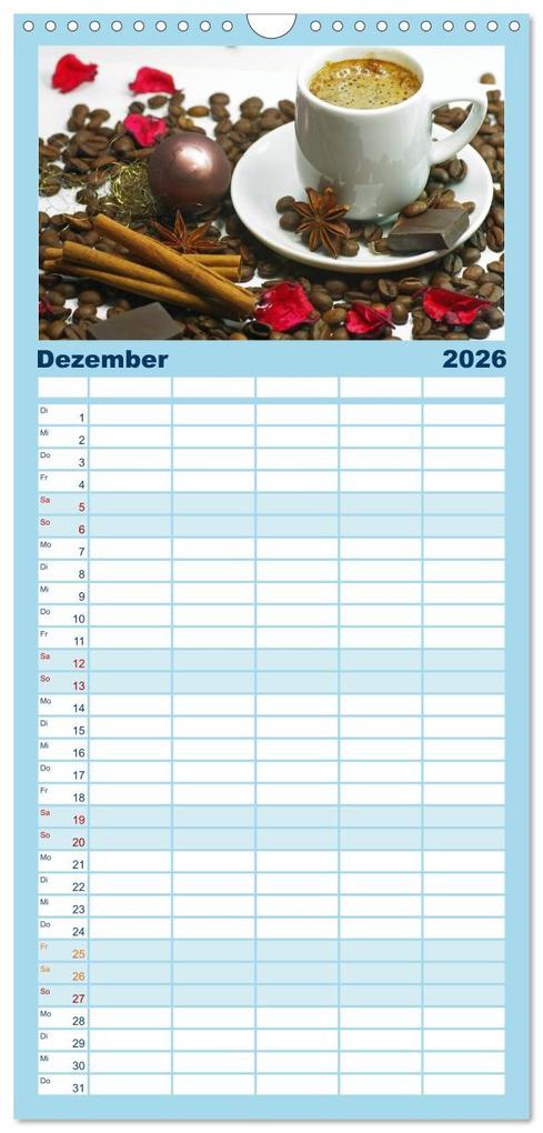 Weitere Ansicht: Familienplaner 2026 - Kaffee-Pause Terminkalender mit 5 Spalten (Wandkalender, 21 x 45 cm) CALVENDO | Calvendo, Tanja Riedel