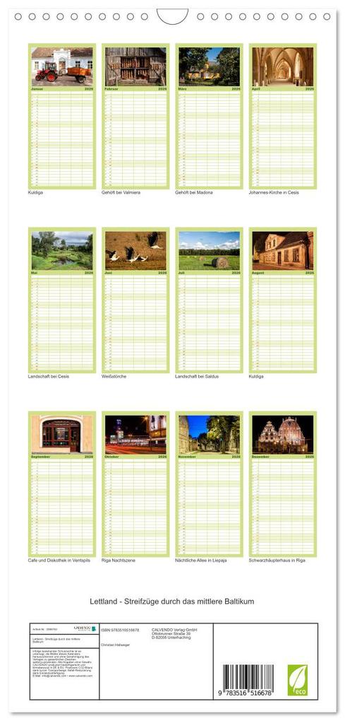 Weitere Ansicht: Familienplaner 2026 - Lettland - Streifzüge durch das mittlere Baltikum mit 5 Spalten (Wandkalender, 21 x 45 cm) CALVENDO | Calvendo, Christian Hallweger