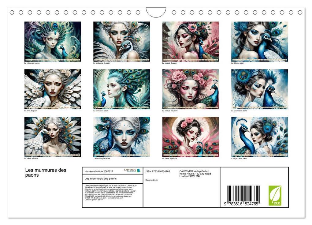 Weitere Ansicht: Les murmures des paons (Calendrier mural 2026 DIN A4 vertical), CALVENDO calendrier mensuel | Calvendo, Dusanka Djeric
