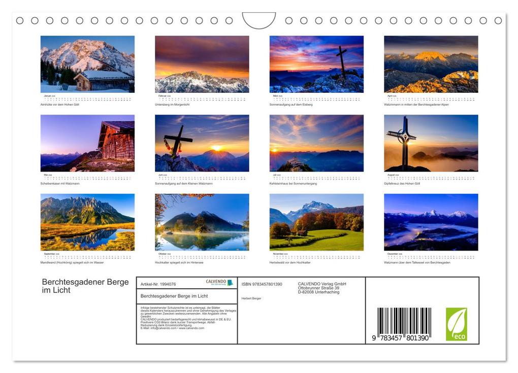 Weitere Ansicht: Berchtesgadener Berge im Licht (Wandkalender 2026 DIN A4 quer), CALVENDO Monatskalender | Herbert Berger, Calvendo