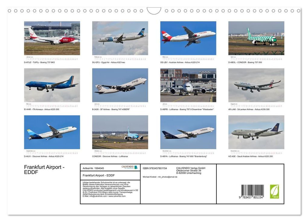 Weitere Ansicht: Frankfurt Airport - EDDF (Wandkalender 2026 DIN A3 quer), CALVENDO Monatskalender | Michael Knebel, Calvendo