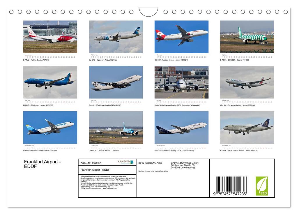 Weitere Ansicht: Frankfurt Airport - EDDF (Wandkalender 2026 DIN A4 quer), CALVENDO Monatskalender | Michael Knebel, Calvendo