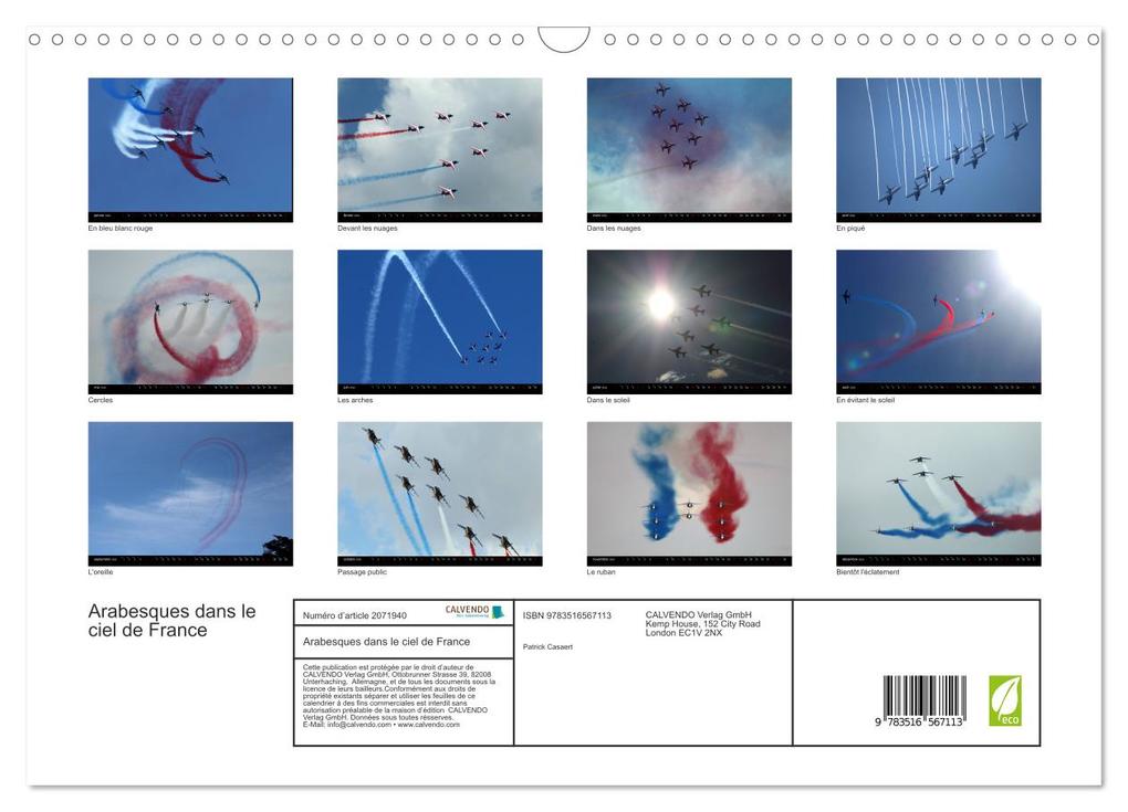Weitere Ansicht: Arabesques dans le ciel de France (Calendrier mural 2026 DIN A3 vertical), CALVENDO calendrier mensuel | Calvendo, Patrick Casaert