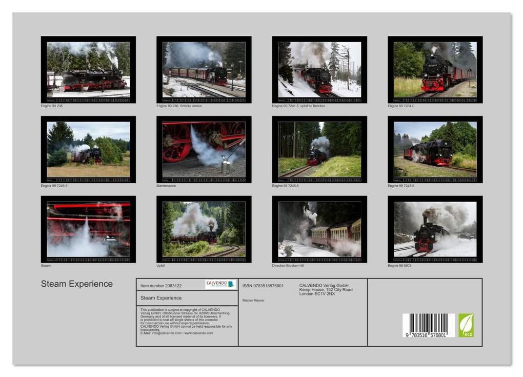 Weitere Ansicht: Steam Experience (High Quality Premium Wall Calendar 2026 DIN A2 landscape),CALVENDO 12 Month Wall Calendar | Calvendo, Marion Maurer