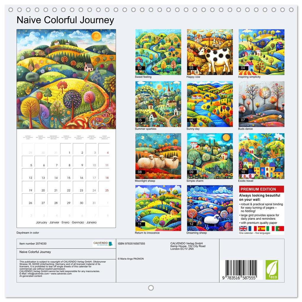 Weitere Ansicht: Naive Colorful Journey (Wall Calendar 2026 12 × 12 Inch) CALVENDO 12 Month Wall Calendar | Calvendo, Marie-Ange PAGNON