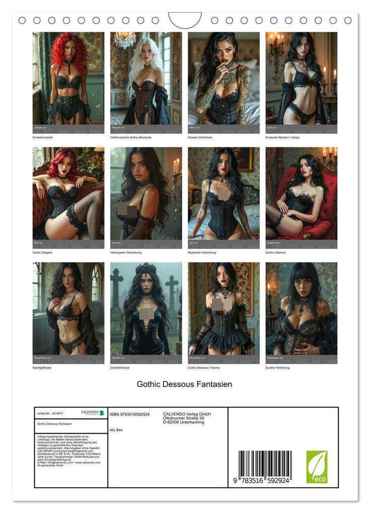 Weitere Ansicht: Gothic Dessous Fantasien (Wandkalender 2026 DIN A4 hoch), CALVENDO Monatskalender | Ally Bee, Calvendo