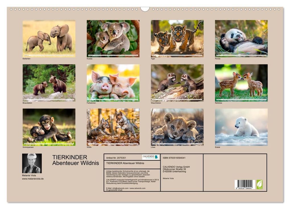 Weitere Ansicht: TIERKINDER Abenteuer Wildnis (Wandkalender 2026 DIN A2 quer), CALVENDO Monatskalender | Melanie Viola, Calvendo
