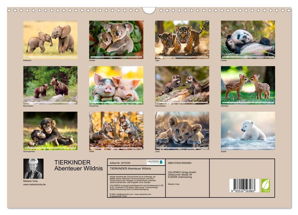 Weitere Ansicht: TIERKINDER Abenteuer Wildnis (Wandkalender 2026 DIN A3 quer), CALVENDO Monatskalender | Melanie Viola, Calvendo