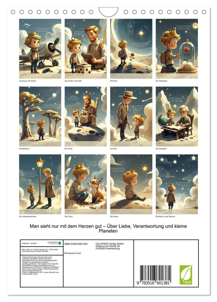 Weitere Ansicht: Man sieht nur mit dem Herzen gut - Über Liebe, Verantwortung und kleine Planeten (Wandkalender 2026 DIN A4 hoch), CALVENDO Monatskalender | Renaissance Soul, Calvendo