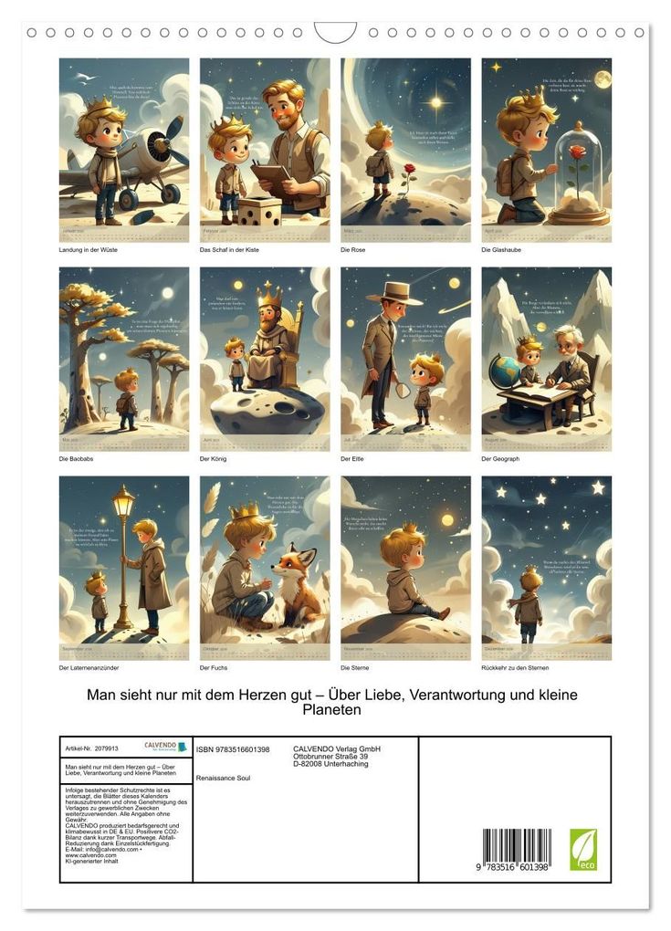 Weitere Ansicht: Man sieht nur mit dem Herzen gut - Über Liebe, Verantwortung und kleine Planeten (Wandkalender 2026 DIN A3 hoch), CALVENDO Monatskalender | Renaissance Soul, Calvendo