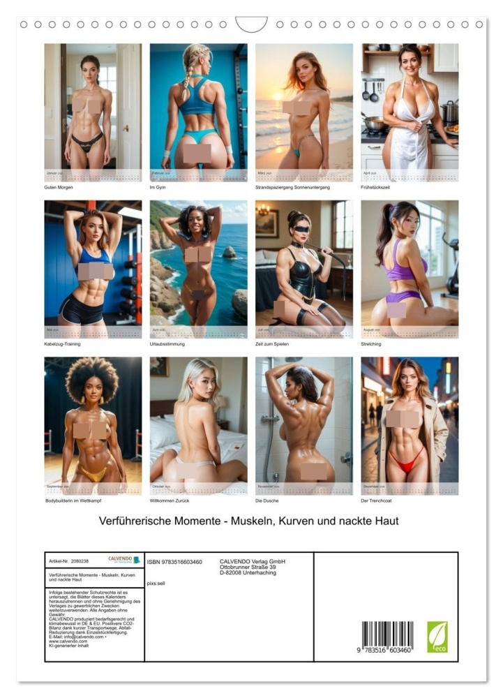 Weitere Ansicht: Verführerische Momente - Muskeln, Kurven und nackte Haut (Wandkalender 2026 DIN A3 hoch), CALVENDO Monatskalender | pixs:sell pixs:sell, Calvendo, pixs:sell, Sell Pixs:Sell