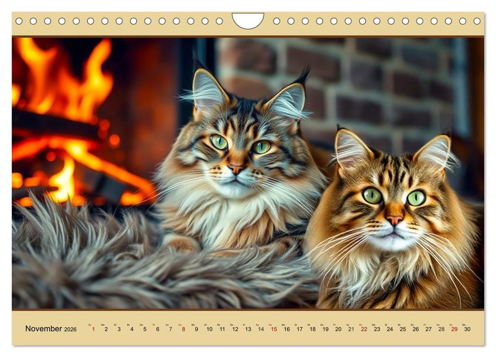 Weitere Ansicht: Maine Coon - Intelligent und verspielt (Wandkalender 2026 DIN A4 quer), CALVENDO Monatskalender | Claudia Kleemann, Calvendo