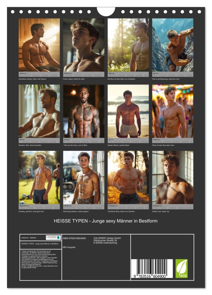 Weitere Ansicht: HEISSE TYPEN - Junge sexy Männer in Bestform (Wandkalender 2026 DIN A4 hoch), CALVENDO Monatskalender | MB Fotografie, Calvendo